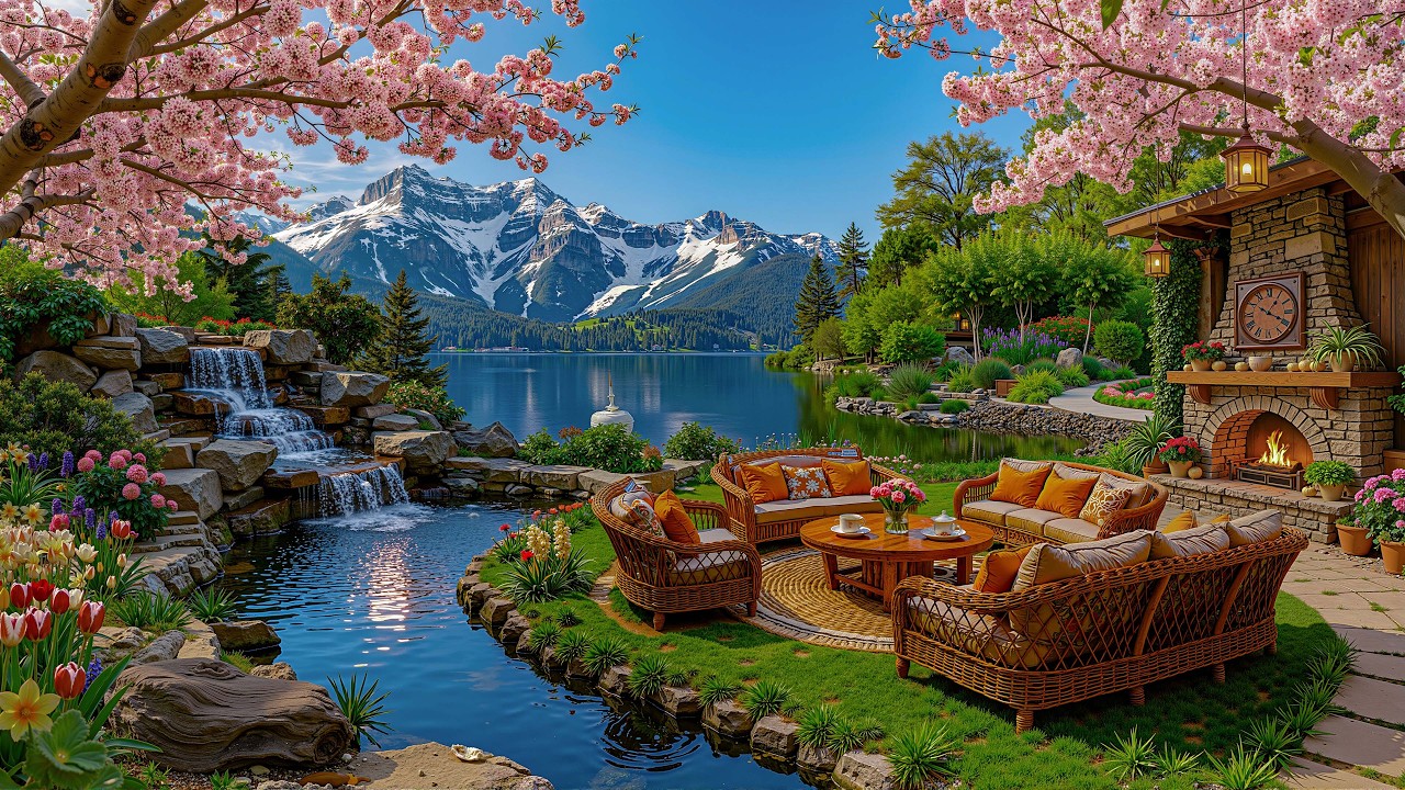 Peaceful Spring Morning Lakeside Jazz 🌸 Soft Jazz Melodies Filling a Cozy Study Mood for Focus