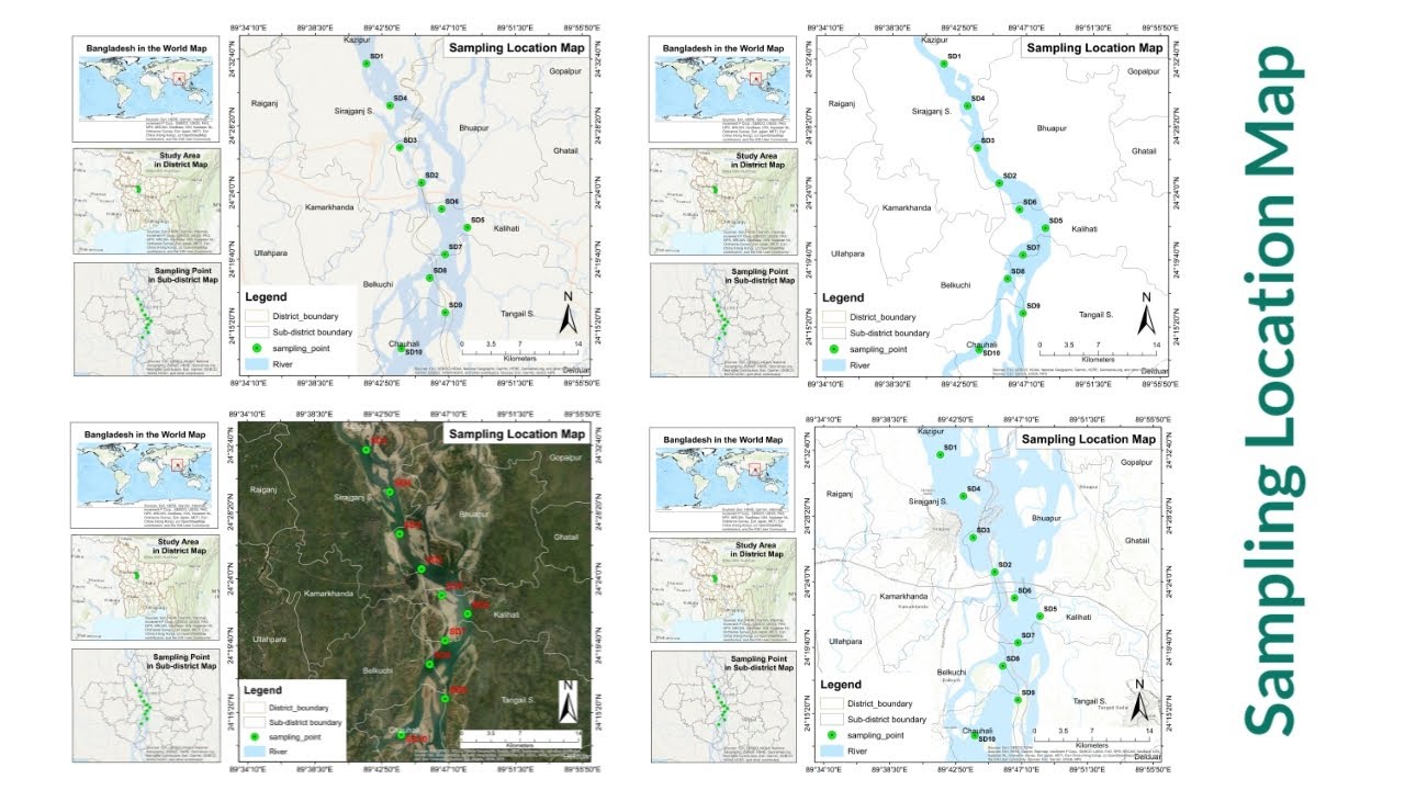 Карта мест отбора проб/обследования с использованием ArcGIS