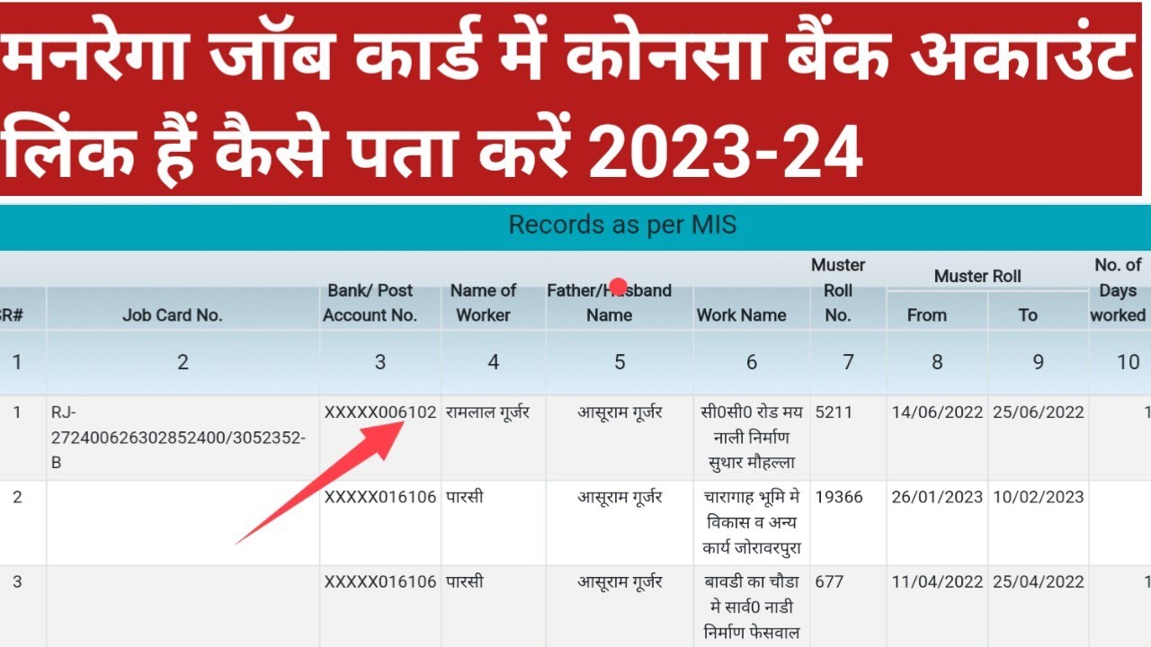 Job Card Mein Konsa Bank Account Link Hai Kaise Pata Kare 2023-24 | जॉब कार्ड बैंक अकाउंट स्टेट्स
