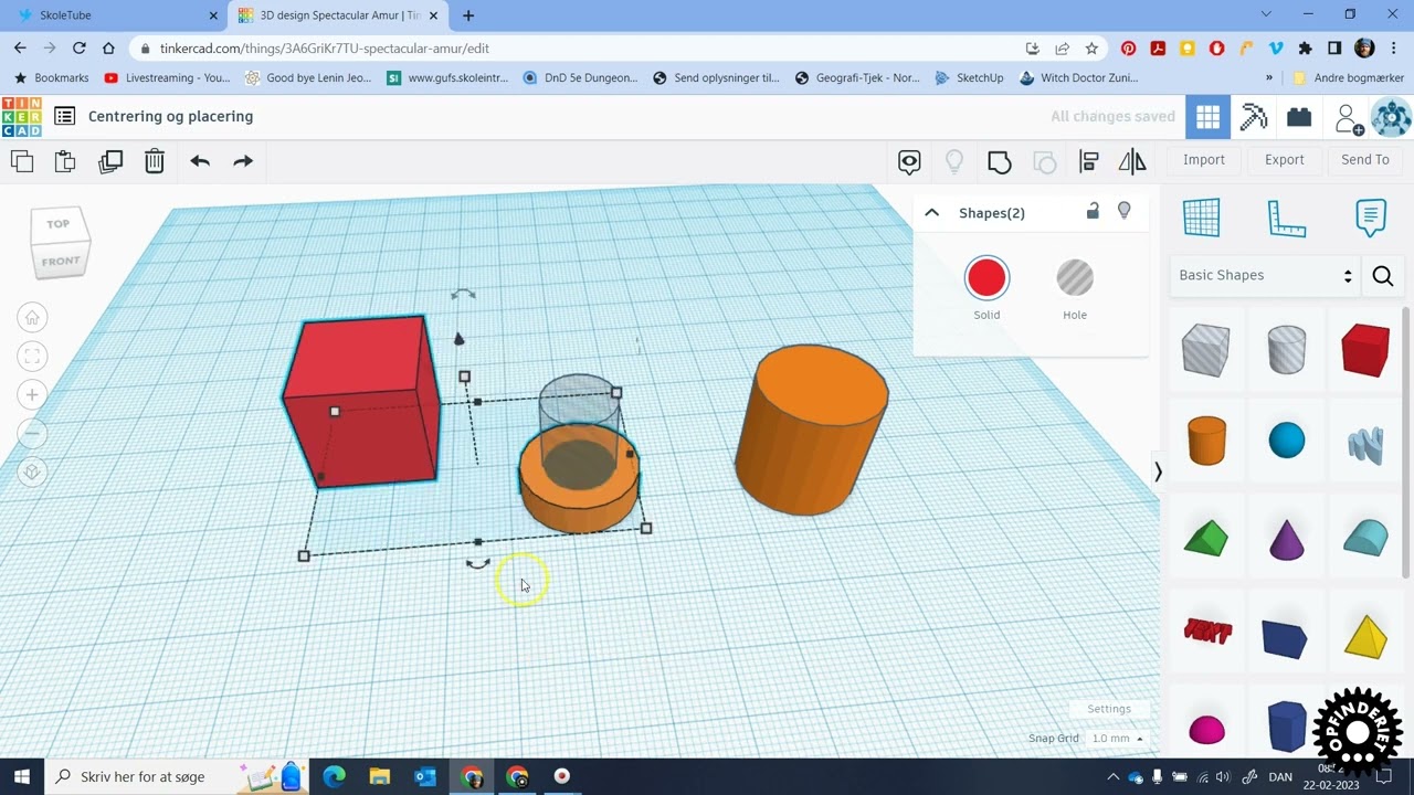Opfinderiet - guide til Tinkercad placering af objekter