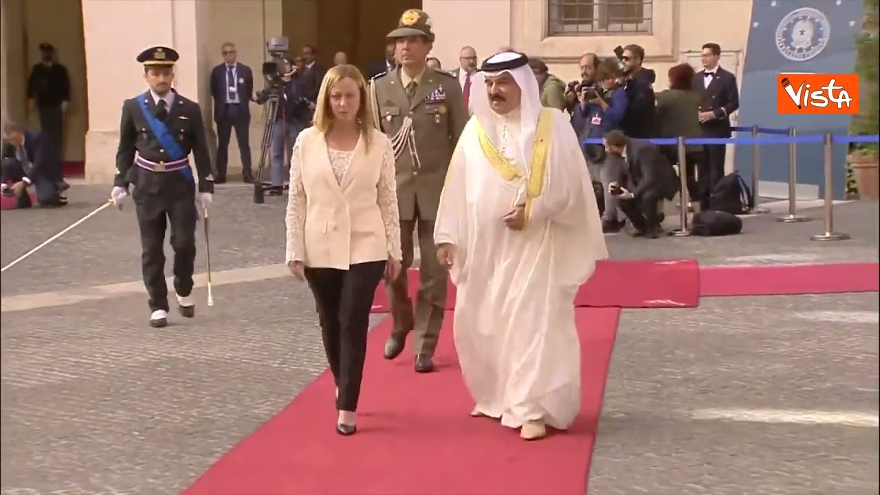 Giorgia Meloni riceve il Re del Barhein Hamad Bin Isa Al-Khalifa a Palazzo Chigi