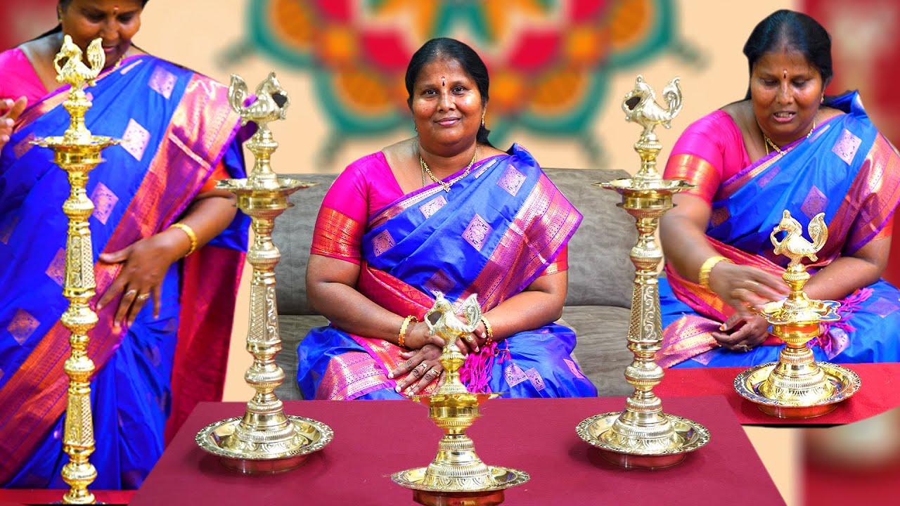 மகளுக்காக அம்மா வாங்கிய பள பளன்னு மின்னும் தங்க நிற குத்துவிளக்கு🪔Vlog in tamil💕Vilakku
