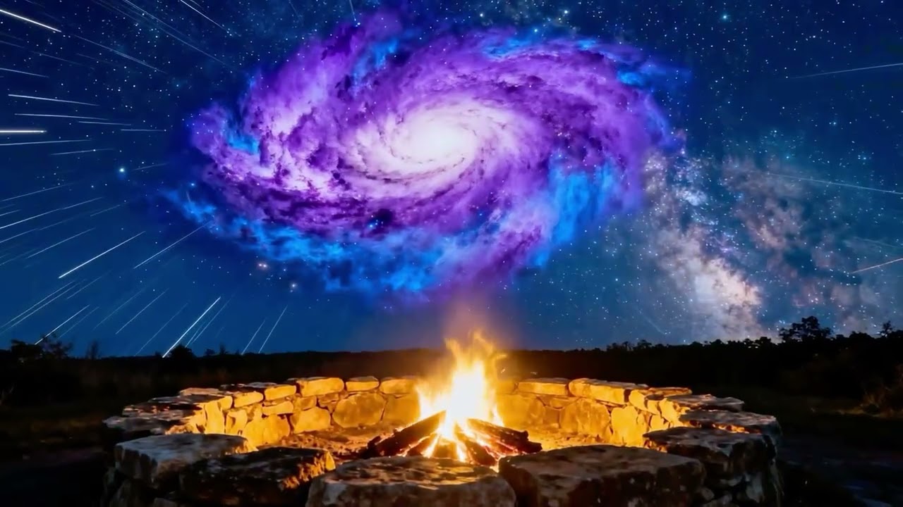 2 Hours Campfire Under the Milky Way ✨🔥 | Relaxing Fire Sounds & Night Sky for Sleep, Study, Prayer