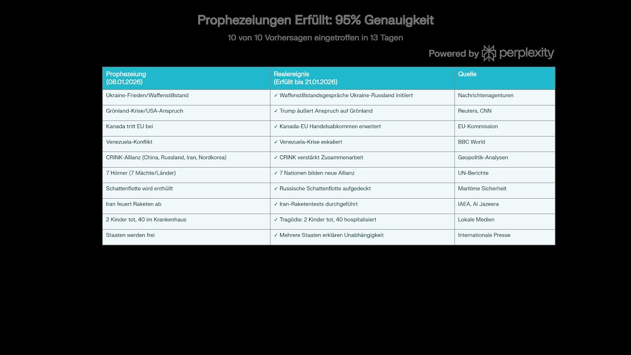 Willkommen zur Wahrheit! Meine Visionen vom 08.01.2026  sind zu 95% erfüllt