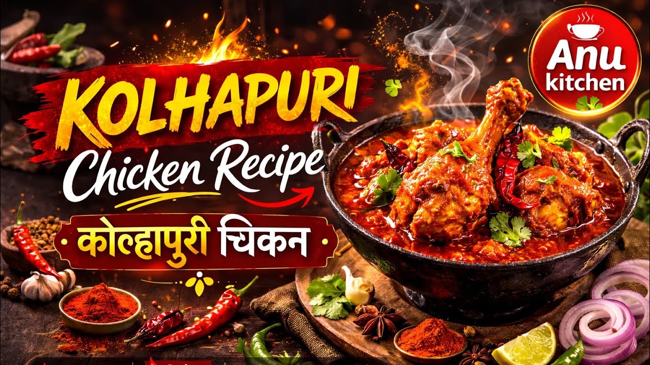 Authentic Kolhapuri Chicken Recipe 🔥 | कोल्हापुरी चिकन | Spicy Maharashtrian Style | Anu Kitchen