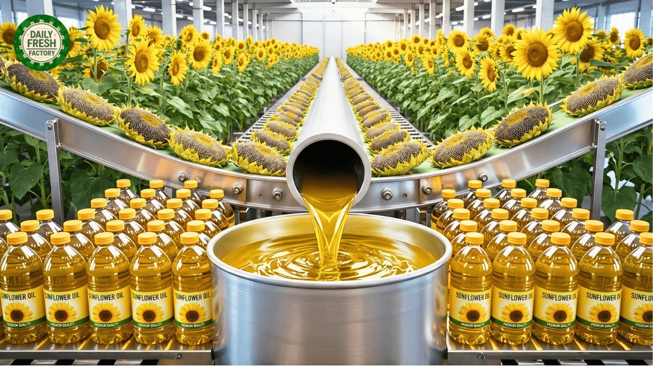 How Sunflower Oil Is Made: Amazing Processing of Billions of Pounds of Sunflowers (Full Process)