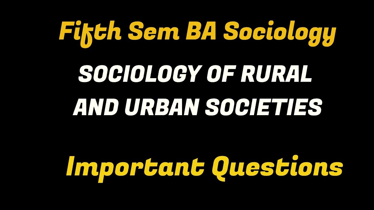 Rural and Urban Society Important Questions|BA Sociology Fifth Sem |Calicut University