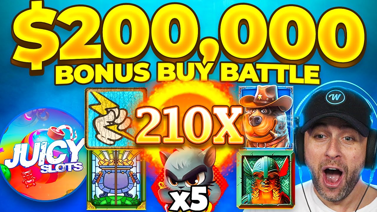 MOST INSANE $200,000 BONUS BUY BATTLE vs @JuicySlots... WINNERS TAKES ALL!! (Bonus Buys)