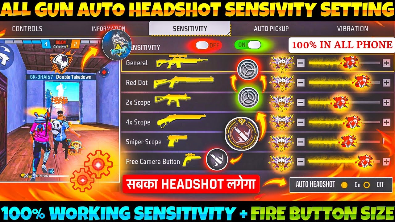 Free Fire Auto Headshot Trick 2025 Sensitivity | 2gb, 4gb, 6gb Ram Headshot Sensitivity Setting | FF