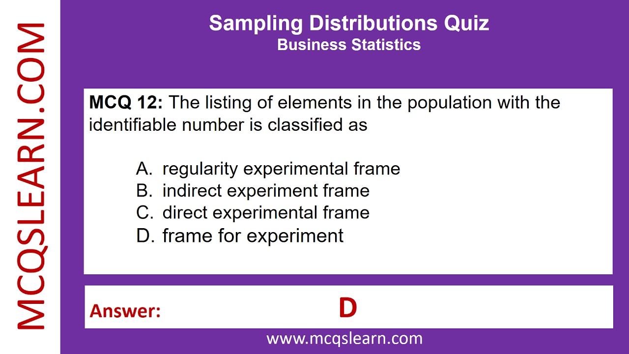 Sampling Distributions Quiz Question Answer | Distributions Notes PDF | Class 9–12 Ch 8 Quiz | App