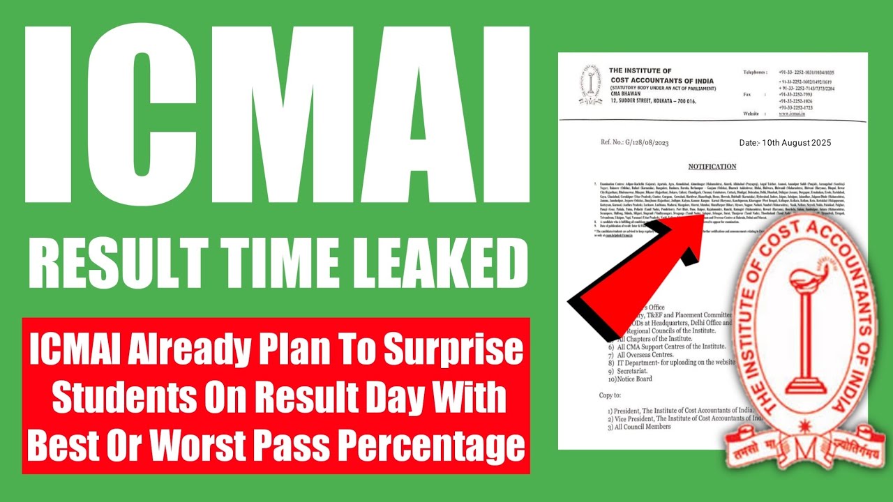 CMA June 2025 Result Time Leaked & Fixed | CMA Final & Inter June 2025 Result Time Out