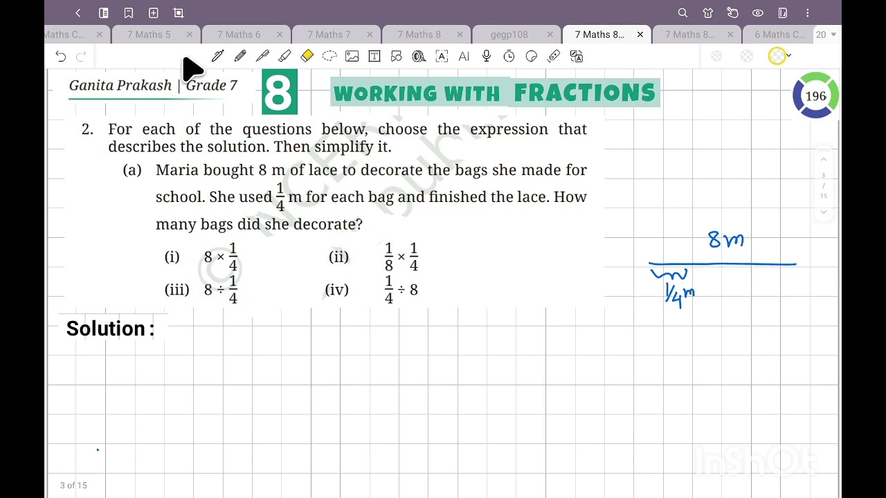Class 7 Maths Chapter 8 Working With Fractions Page no 196 Question No. 2