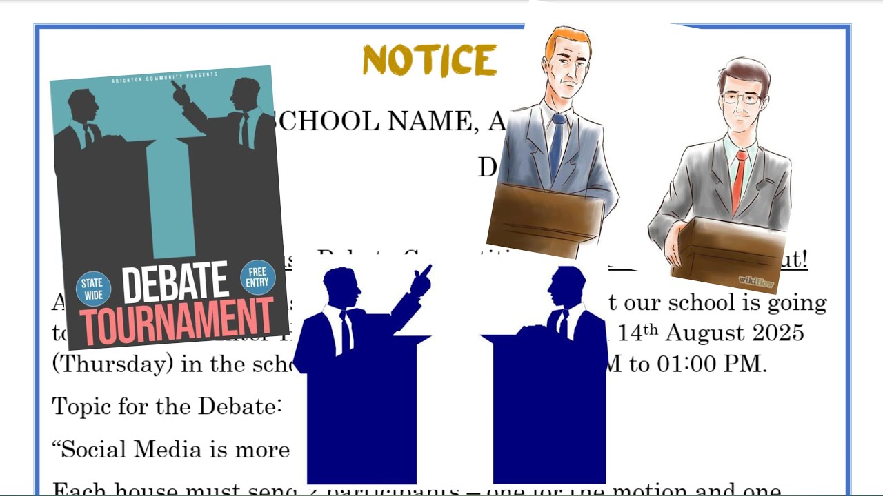📢🗣 Write a Notice &ndash; Debate Competition in School |  Notice Writing for Students | Typiing Teach ✍🏫
