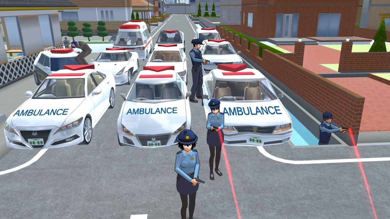 Collection all of ambulance cars 🚓🚔 at Sushi Bar part 2 SAKURA School Simulator