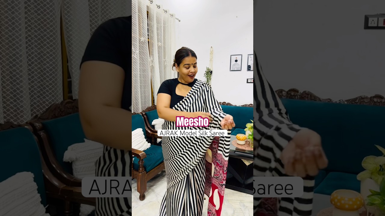 Ajrak model silk saree #festivelook #meeshosaree #ajraksaree