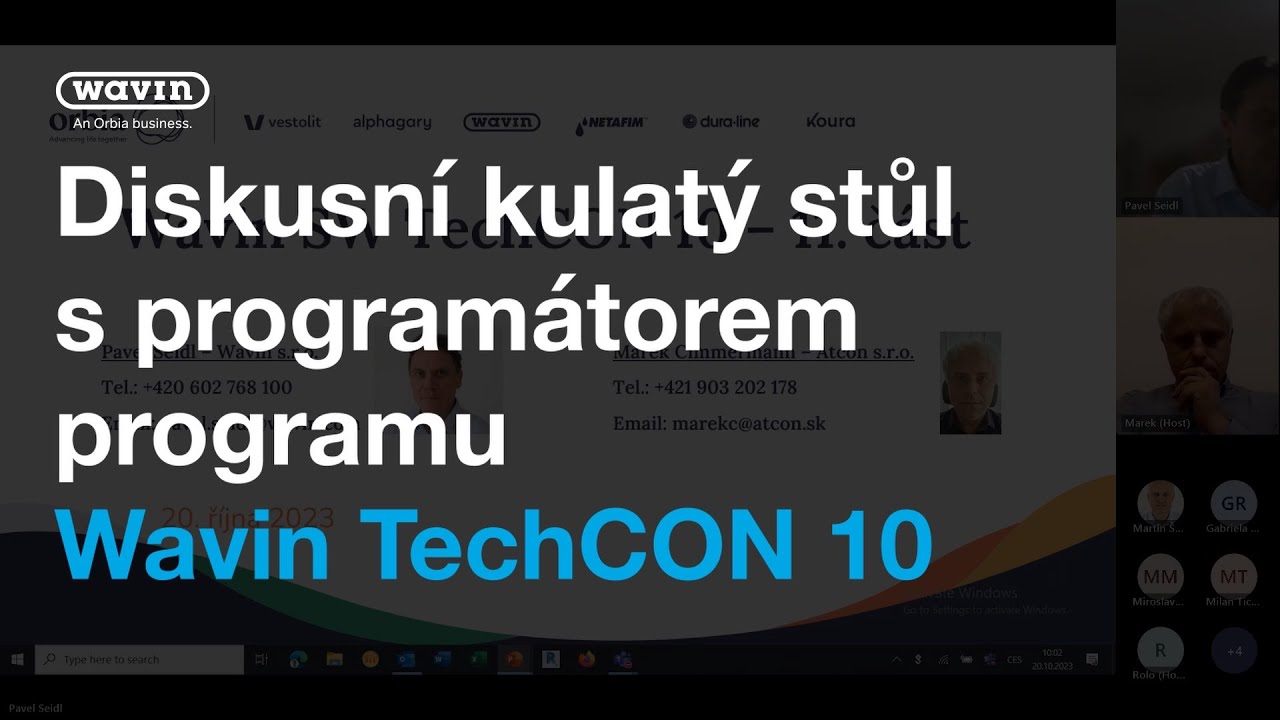Diskusní kulatý stůl s programátorem programu Wavin TechCON 10 upravene