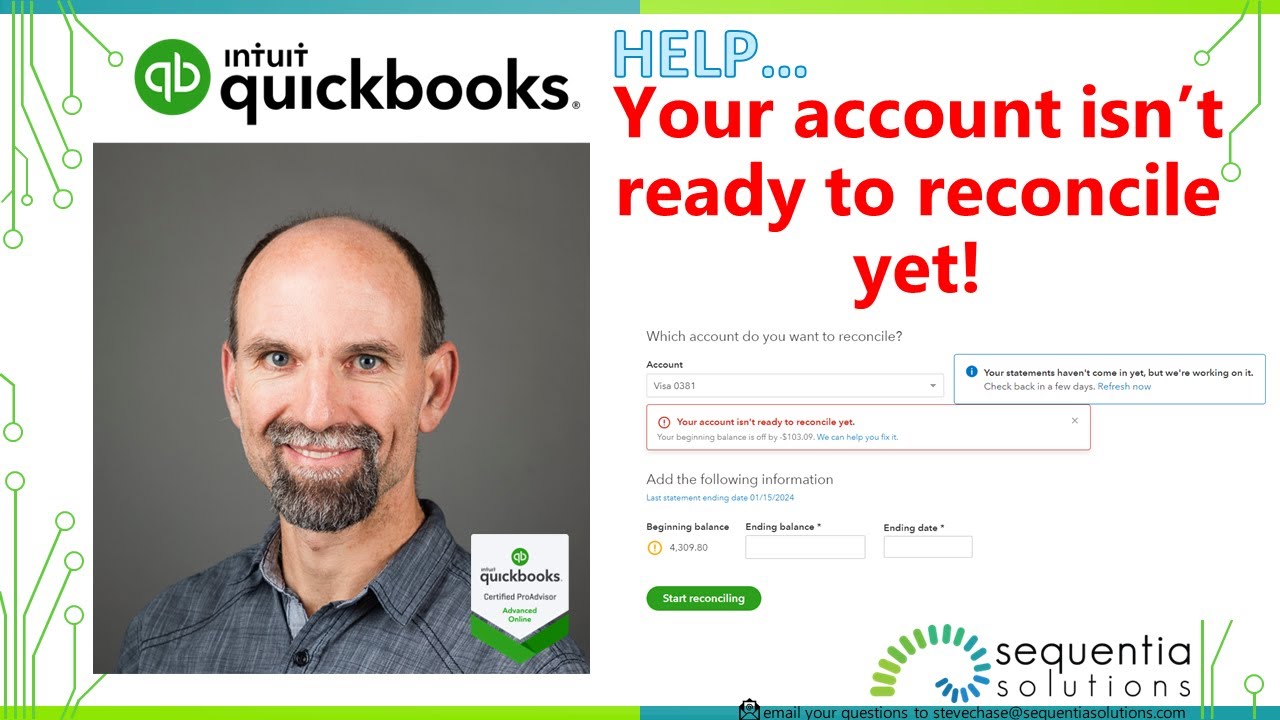 Fix This QuickBooks Error: Your account isn't ready to reconcile yet
