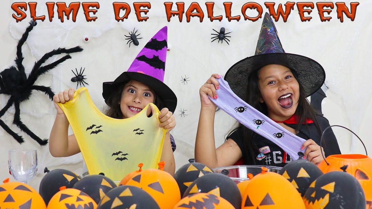 SLIME COM BALÕES DE HALLOWEEN 🎃 SLIME HALLOWEEN CHALLENGE