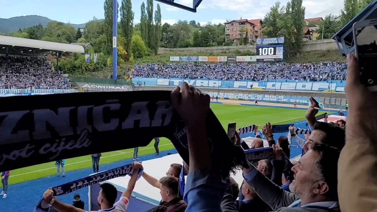 Great atmosphere at a Bosnian Premijer Liga Football game: Željezničar against Velež Mostar 보스니아 축구