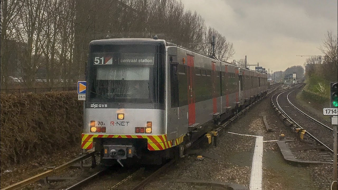 [4K] GVB S3 70 + 2x M4 als Metro 51 kruist met M5 als Metro 50 te Heemstedestraat!