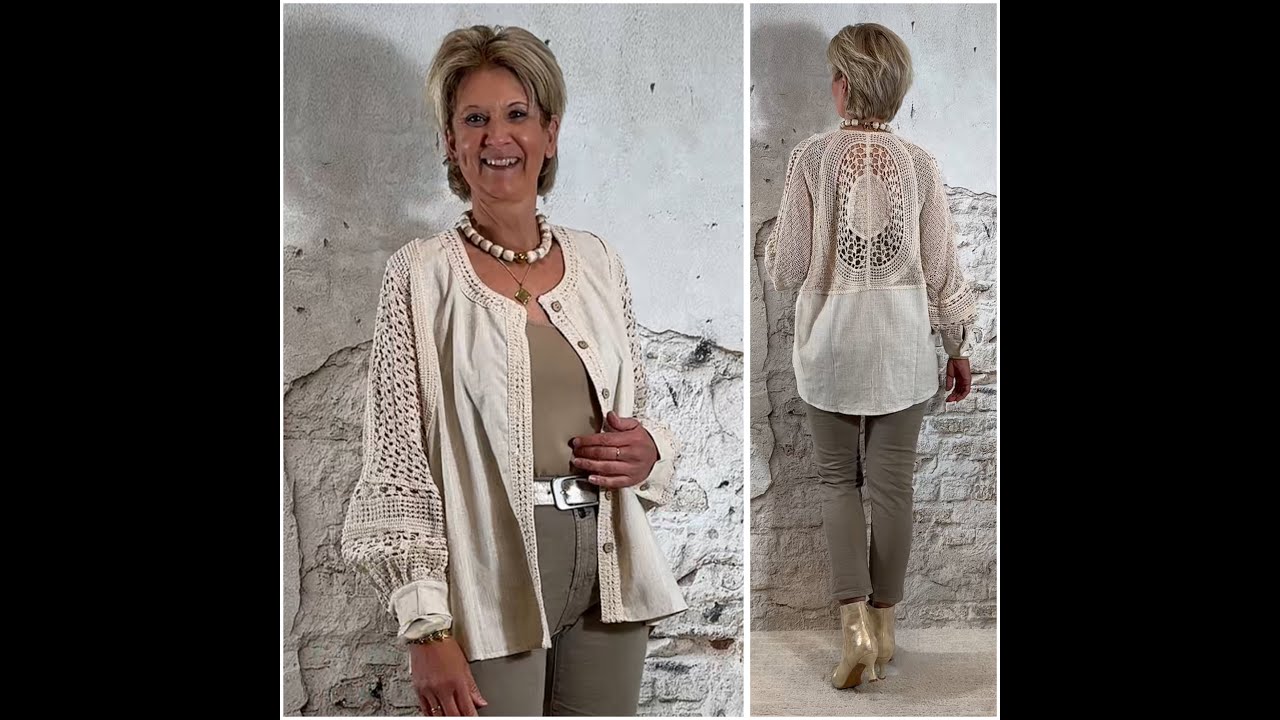 Nana oversized blouse linnen crochet beige