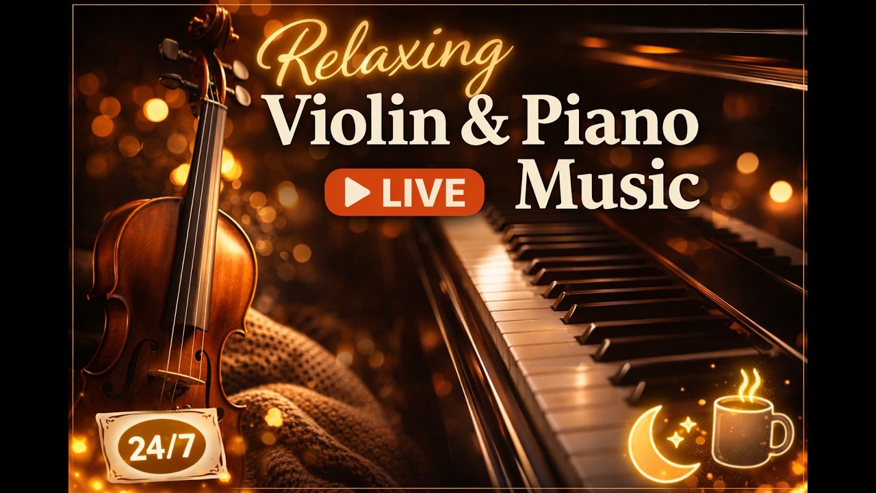 Relaxing Violin & Piano Music 🎻🎹 Calm Study, Sleep & Meditation (24/7)