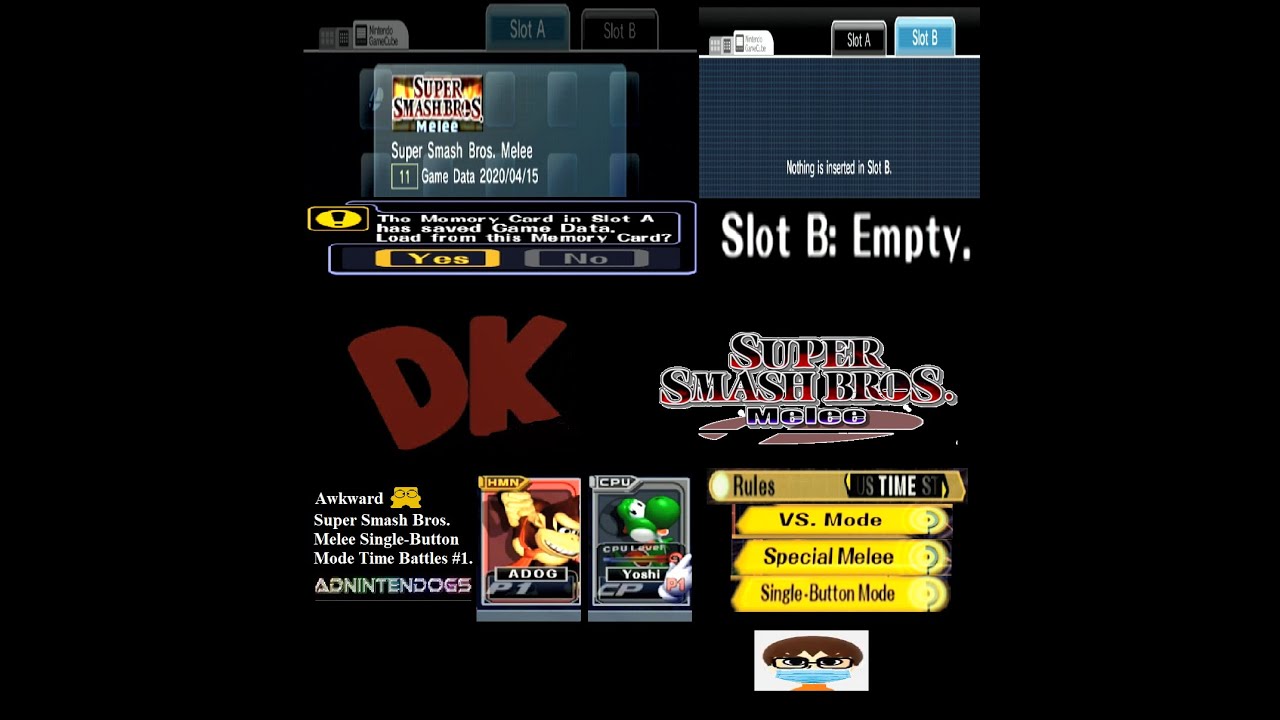 Awkward Super Smash Bros. Melee Special Melee Single-Button Mode Time Battles VS CPUs