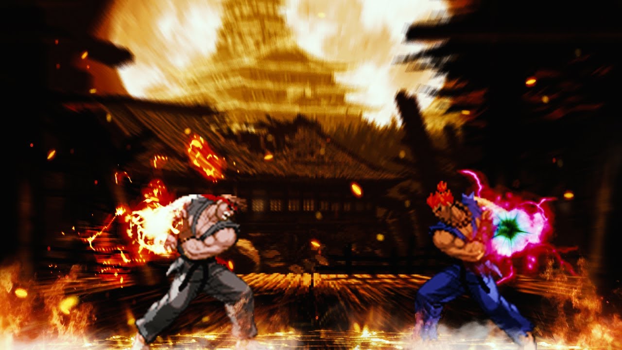 Vyn Evil Ryu vs Akuma Good Ghost. Epic Battle! Street Fighter MUGEN Multiverse