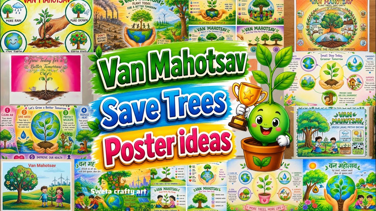 Easy Van Mahotsav Poster Drawing 🌱 | Prize-Winning Tree Plantation & Save Trees Drawing Competition