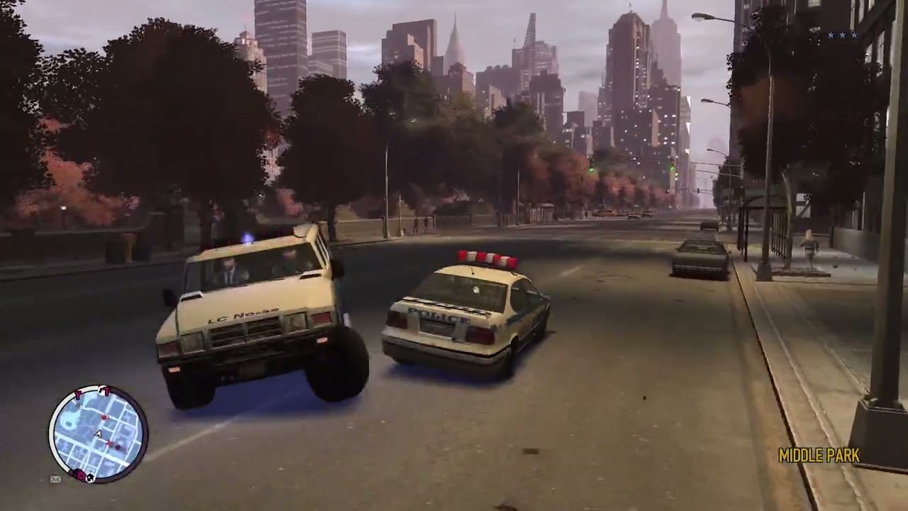 GTA IV TBoT Shaking wanted level and jumping out on top speeds with police car [raw] #nocomentary