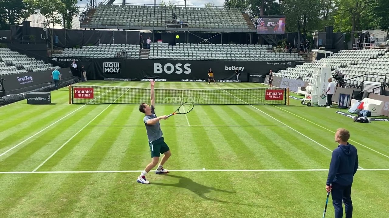 Andy Murray serve practice Court Level Stuttgart 2022