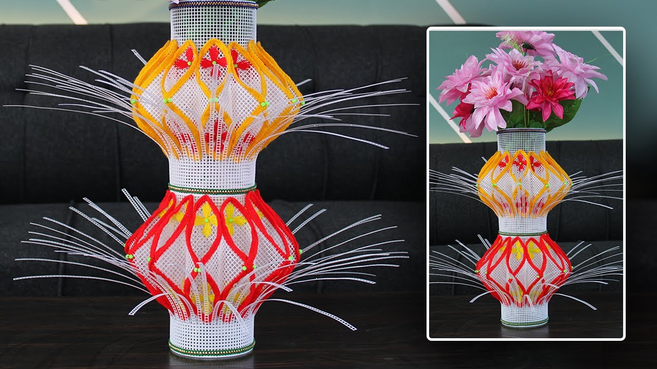 लाल और पिला उन से गुलदस्ता कैसे बनाये । How to make red and yellow Guldasta