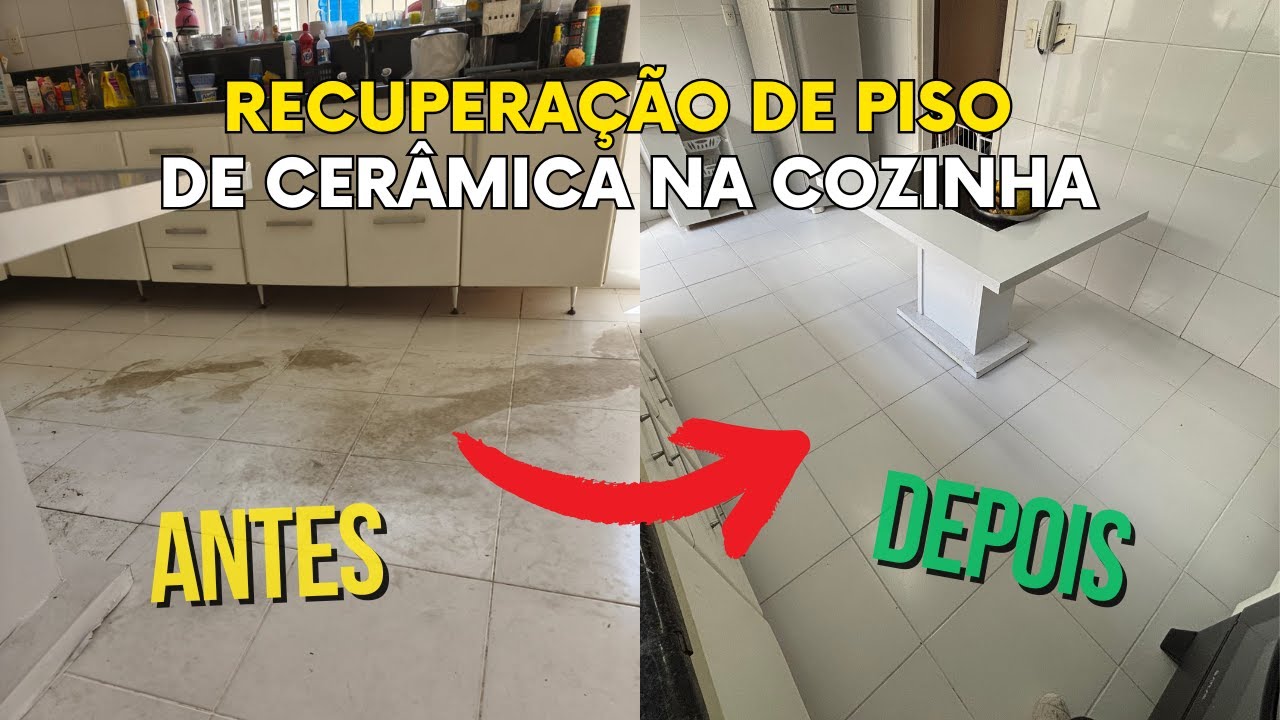 Recuperação de PISO DE CERÂMICA completamente manchado de ataque químico #polimento #piso #limpeza