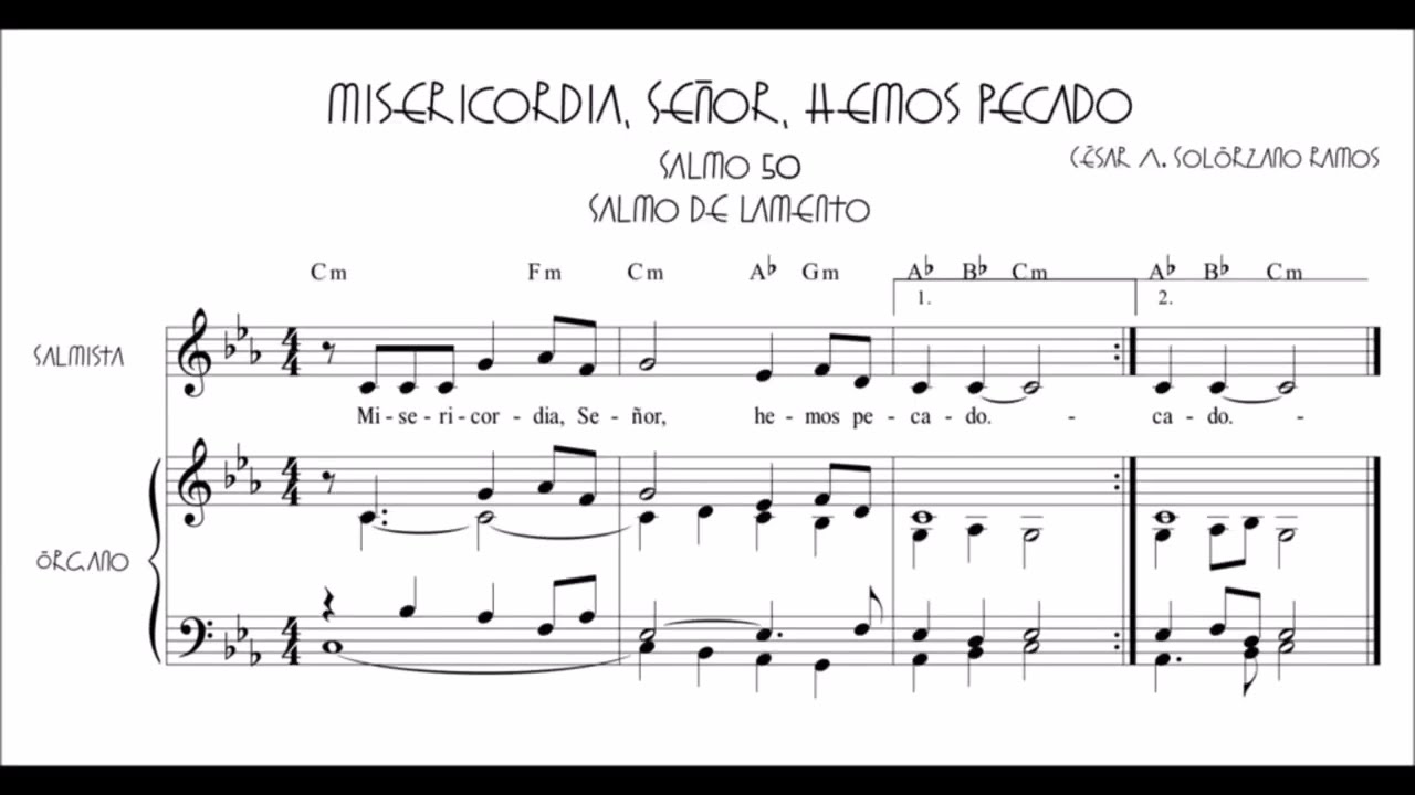 Salmo responsorial para el Miércoles de Ceniza (PARTITURA EN DESCRIPCIÓN DE VIDEO)