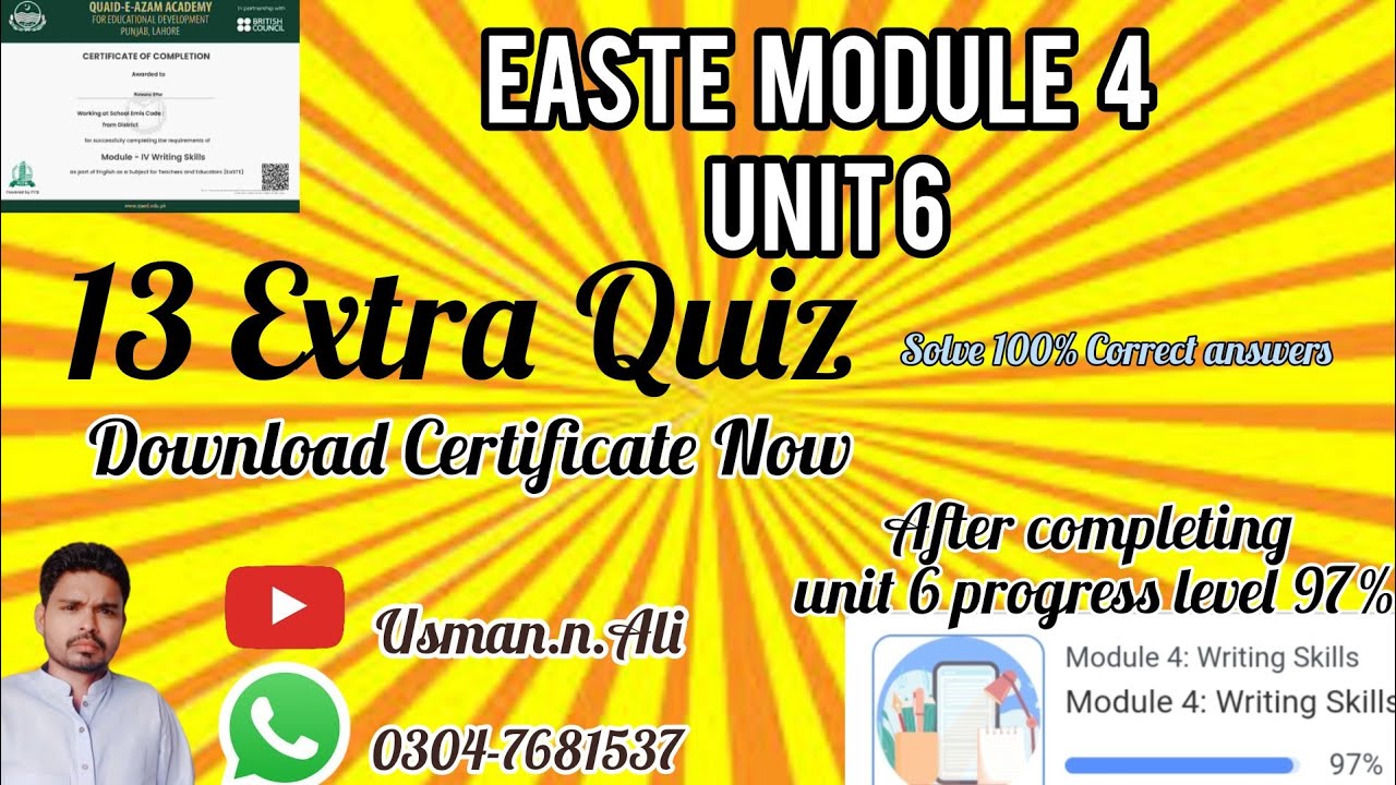 EaSTE Module 4|unit 6|Extra Quiz|Download Certificate|@Usman.n.