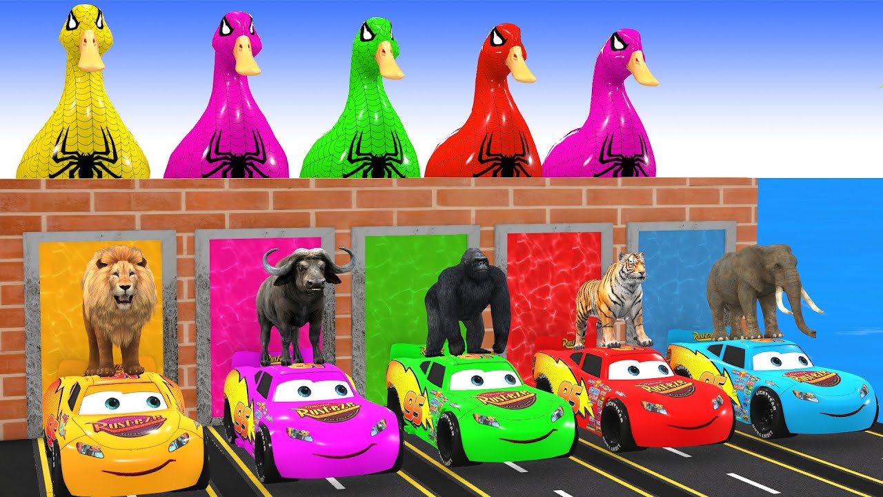 Long Slide Game with Cow Elephant Gorilla Hippopotamus Tiger 3d Animal Game Funny 3d Animals