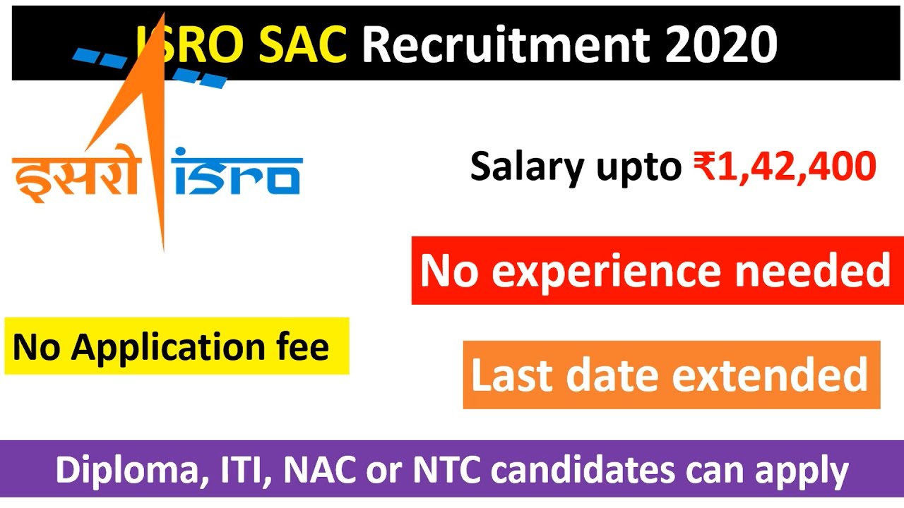 ISRO space application centre recruitment 2020/Last date extended/ Salary up to 2 LAKH !!LATEST JOBS