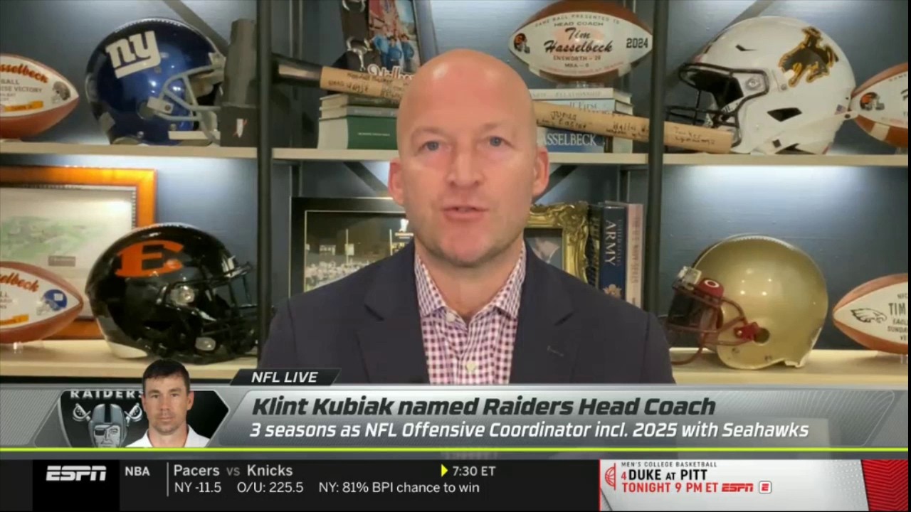 NFL LIVE | Tim Hasselbeck claims Klint Kubiak ready to begin rebuilding as coach of Raiders