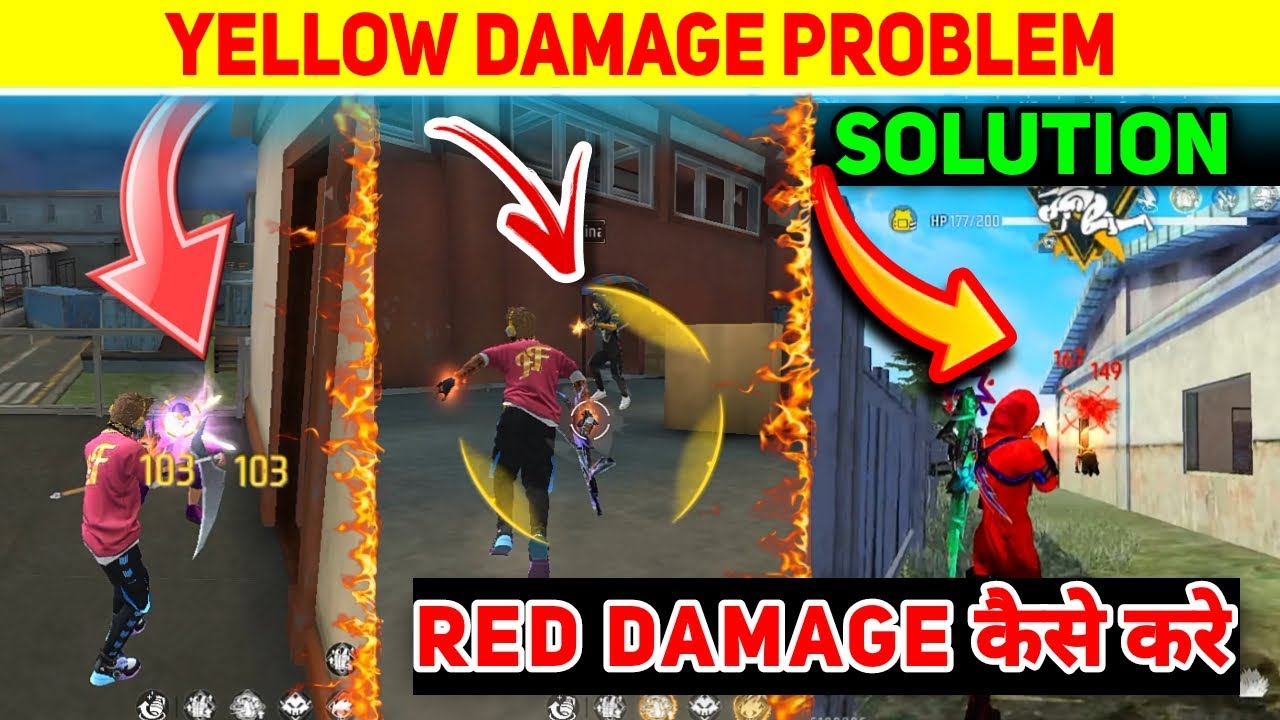 yellow headshot red kaise kare WHITE YELLOW number damage Control Setting Free Fire After Update FF
