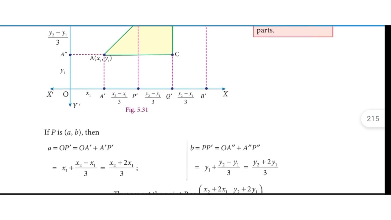 9 std chapter 5 Coordinate Geometry. points of trisection of a line segments.