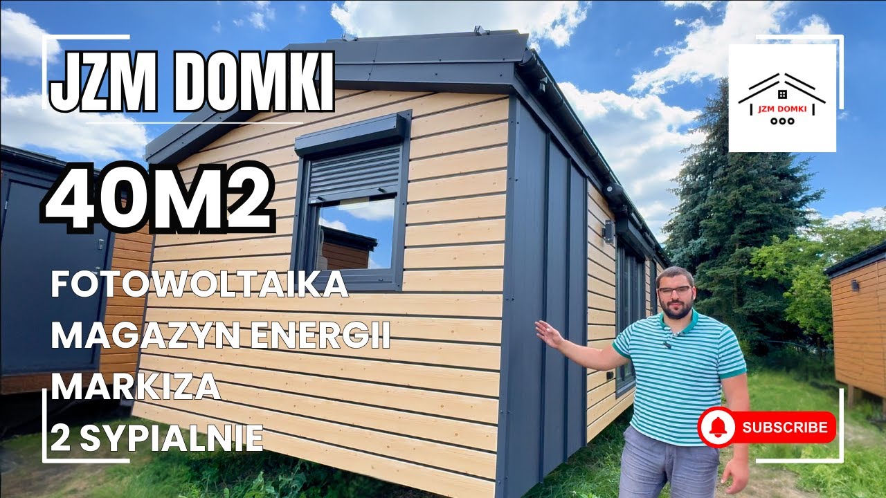 nr 18 Domek Mobilny 40m2 z Instalacją Fotowoltaiczną | Całoroczny | 2 Sypialnie | Markiza| JZM Domki