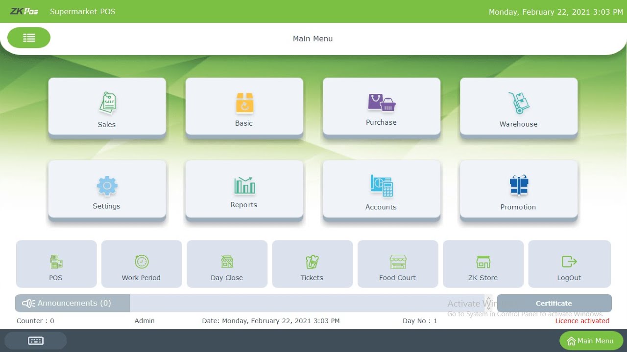 Systèmes ZKPos pour SUPERMARCHE