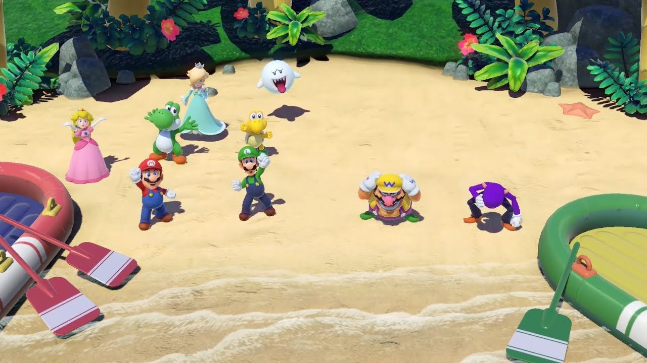 Super Mario Party Partner Party #1 Domino Ruins Treasure Hunt Mario & Luigi vs Wario & Waluigi