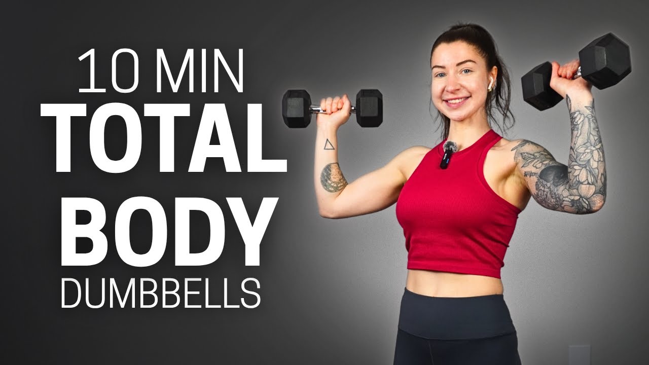 10 Min STANDING Dumbbell Workout | Total Body Strength, No Push Ups!