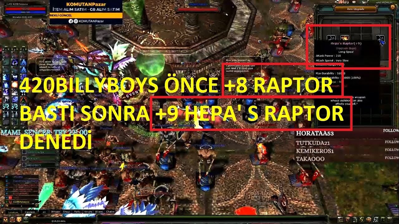 420BILLYBOYS +9 Hepa' s Raptor Deniyor - 3 G&uuml;nde 3 Ayrı +9 Basan Adam 4. +9 Peşinde - Knight Online