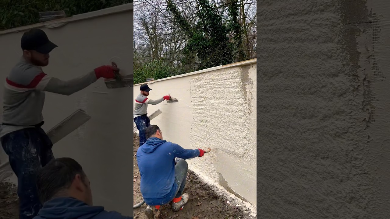 Ravalement enduit projet&eacute; mur de cl&ocirc;tur&eacute;