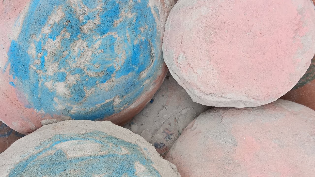 ASMR glitter Colour with 🩷Holipowder🩵 Pure Cement blocks Crunchydusty fast #Crumbling so Satisfying 