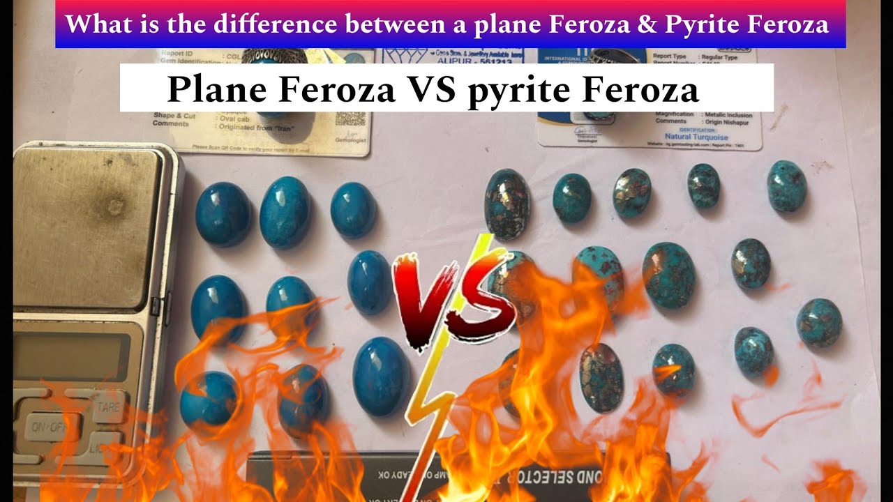 Difference between plane Feroza Vs pyrite stone Feroza | identification  of turquoise stone