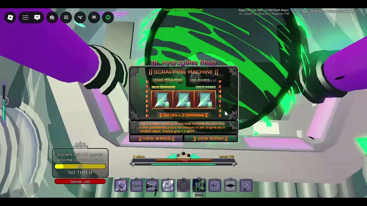 Dr. Hydrogen 02/18/2026 Soul Society (look description)