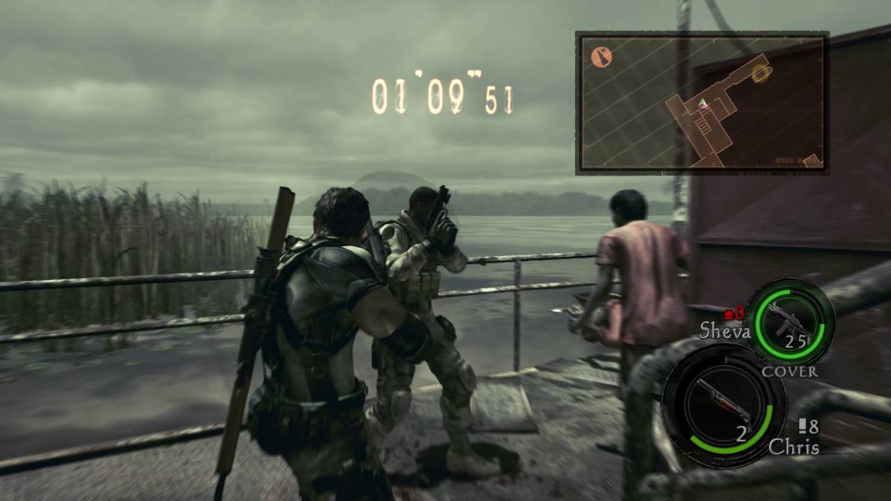 Resident Evil 5 PS4 - Chapter 3-2: Get to Josh's Boat (Timer Sequence) Majini Fight, Irving Cutscene